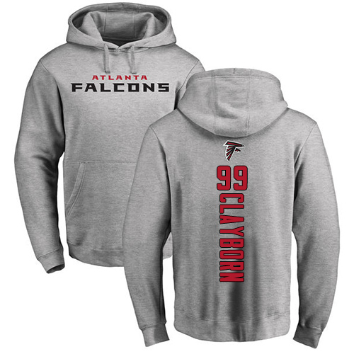 Atlanta Falcons Men Ash Adrian Clayborn Backer NFL Football #99 Pullover Hoodie Sweatshirts